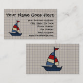 パーソナライズされた航海の帆船ブルー/タンボーイズ 名刺 (正面/裏面)