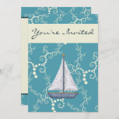 パーソナライズされた航海の帆船誕生日招待状 招待状 (正面/裏面)