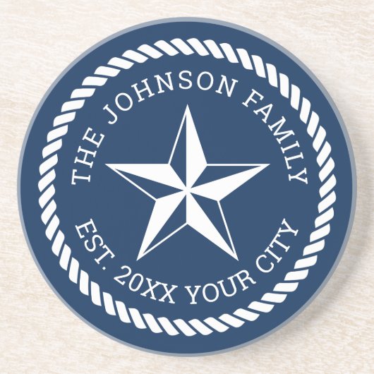 パーソナライズされた航海の星ラウンドサンドストーンコースター コースター (正面)