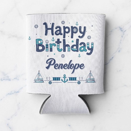 パーソナライズされた航海の誕生日缶クーラー 缶クーラー