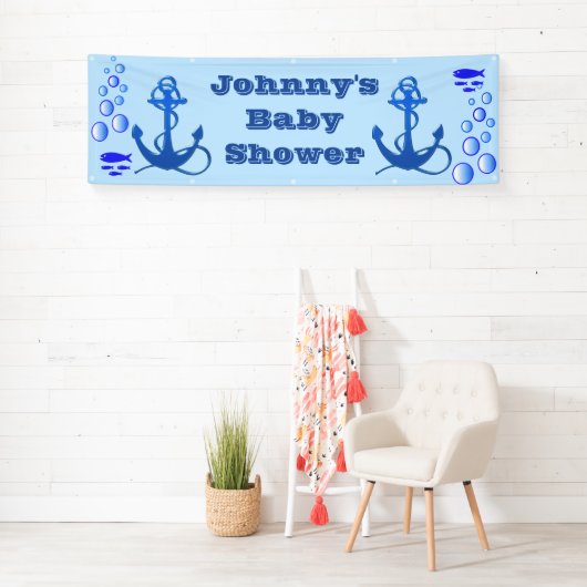 パーソナライズされた航海の赤ちゃんシャワーのバナー 横断幕 (インサイチュ)