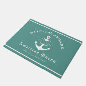 パーソナライズされた航海のGreen Welcome Aboard ドアマット (アングル)
