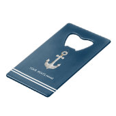 パーソナライズされた船の名前 クレジットカード栓抜き (正面アングル)