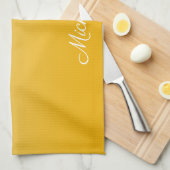 パーソナライズされた色グラデーション黄 キッチンタオル (四つ折り)