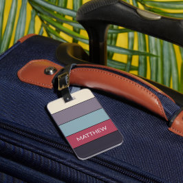 パーソナライズされた色ブロックストライプ線アートパターン ラゲッジタグ