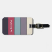 パーソナライズされた色ブロックストライプ線アートパターン ラゲッジタグ (正面横)