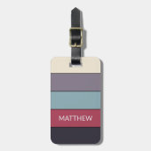 パーソナライズされた色ブロックストライプ線アートパターン ラゲッジタグ (正面縦)