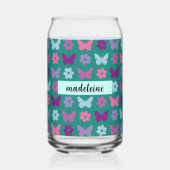 パーソナライズされた色数々の花模様 ガラス缶 (正面)