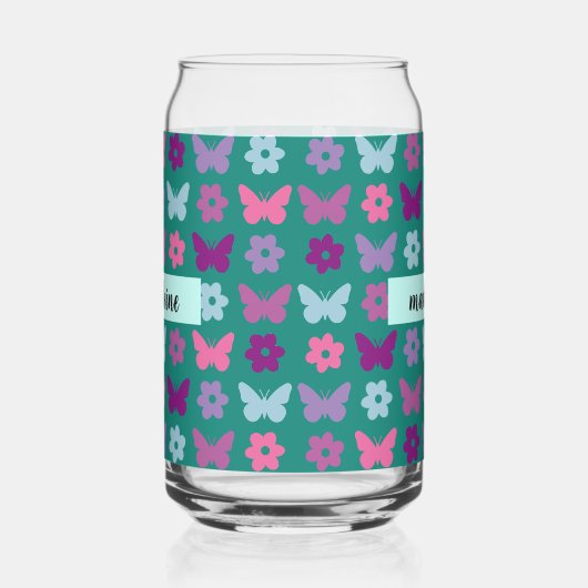 パーソナライズされた色数々の花模様 ガラス缶 (右)