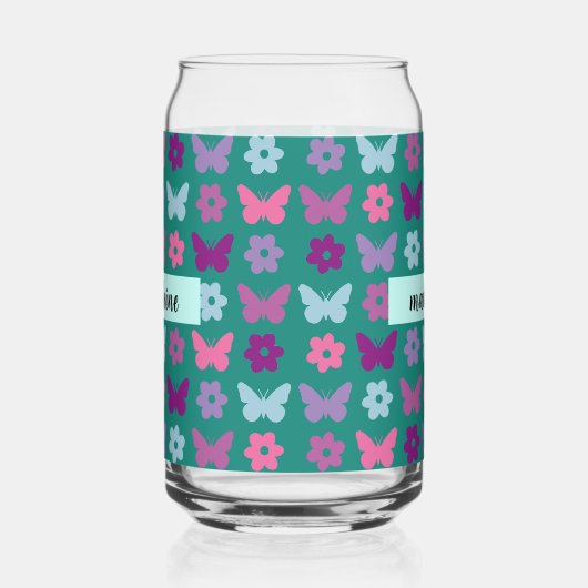 パーソナライズされた色数々の花模様 ガラス缶 (左)