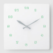 パーソナライズされた色番号フォント文字 スクエア壁時計 (正面)