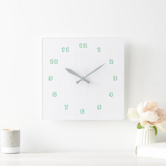 パーソナライズされた色番号フォント文字 スクエア壁時計 (ホーム)