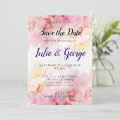 パーソナライズされた芍薬の結婚式 Save the Date 招待状 (スタンド正面)