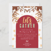 パーソナライズされた花と植物の自然な感謝祭 招待状 (正面)