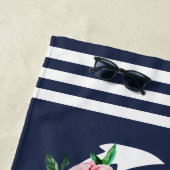 パーソナライズされた花のアンカー ブライダルシャワービーチ ビーチタオル (インサイチュ)