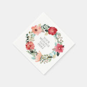 パーソナライズされた花のグリーン foliage ガーランド スタンダードカクテルナプキン (角)