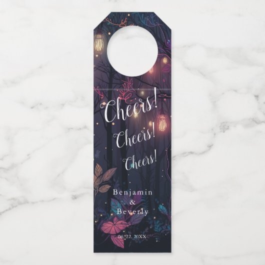 パーソナライズされた花のスプレーファンタジーアート ボトルネックタグ (正面)