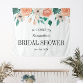 パーソナライズされた花の桃の色の背景 タペストリー