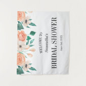 パーソナライズされた花の桃の色の背景 タペストリー (正面)