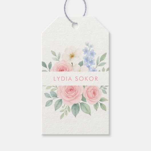 パーソナライズされた花の水彩ギフトタグ ギフトタグ (正面)