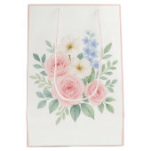 パーソナライズされた花の水彩ギフトバッグ ミディアムペーパーバッグ (裏面)