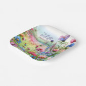 パーソナライズされた花の結婚式のパーソナライズ ペーパープレート (傾斜あり)