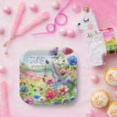 パーソナライズされた花の結婚式 ペーパープレート (パーティー)