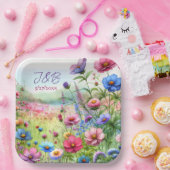 パーソナライズされた花の結婚式 ペーパープレート (パーティー)