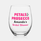 パーソナライズされた花びら&プロセッコブライダルシャワー ステムなしワイングラス (正面)
