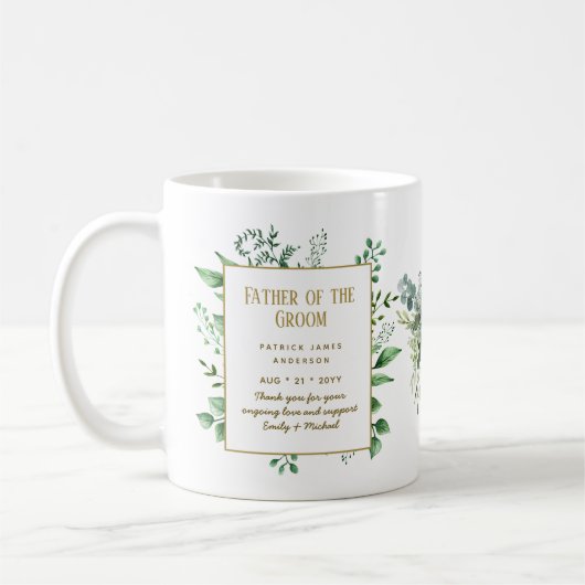 パーソナライズされた花婿介添人グルームスマンの父 コーヒーマグカップ (左)