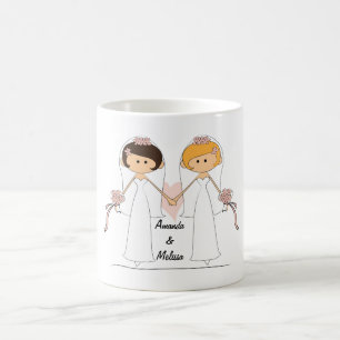 パーソナライズされた花嫁と花嫁マグ コーヒーマグカップ