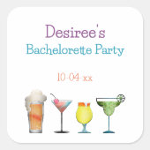 パーソナライズされた花嫁の友人たちのためのフルーティーな飲み物 スクエアシール (正面)