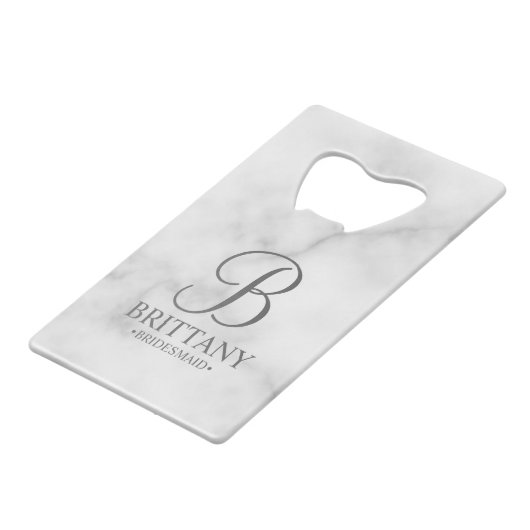 パーソナライズされた花嫁の名前とモノグラム クレジットカード栓抜き (正面アングル)