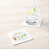 パーソナライズされた花嫁の最後の夜の名前と日付 スクエアペーパーコースター (インサイチュ)