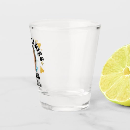 パーソナライズされた花嫁の最後の独身パーティーの花婿の顔写真 ショットグラス (右)