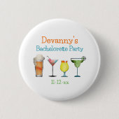 パーソナライズされた花嫁の最後の独身パーティー名と日付 缶バッジ (正面)
