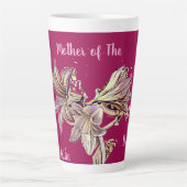 パーソナライズされた花嫁の母のためのマルバリーの花 カフェラテマグ (正面)