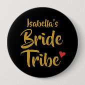 パーソナライズされた花嫁トライブ赤いハート 缶バッジ (正面)