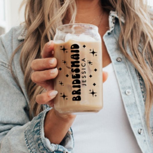 パーソナライズされた花嫁メイド名ギフトレトロフォント ガラス缶