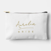 パーソナライズされた花嫁モノグラムモダンニュートラルミニマル アクセサリーポーチ (正面)