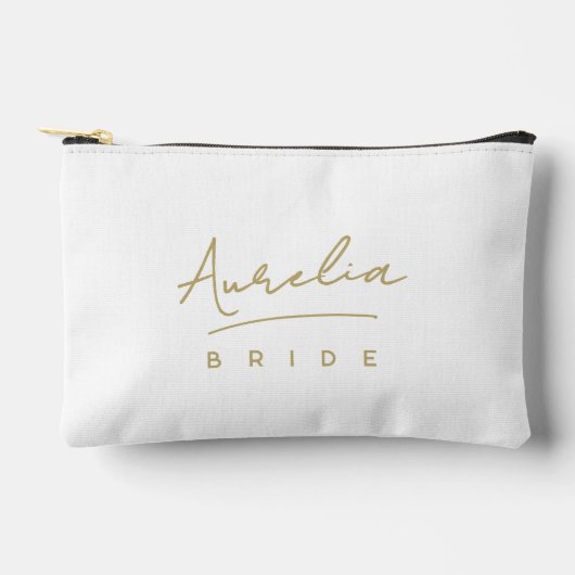 パーソナライズされた花嫁モノグラムモダンニュートラルミニマル アクセサリーポーチ (正面)