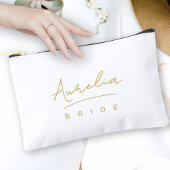 パーソナライズされた花嫁モノグラムモダンニュートラルミニマル アクセサリーポーチ