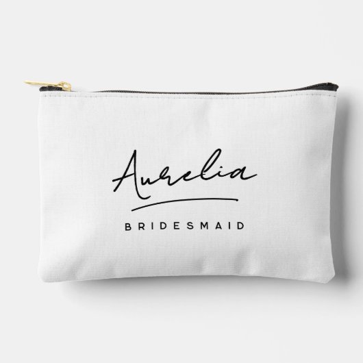 パーソナライズされた花嫁付きモノグラムモダンミニマル アクセサリーポーチ (正面)