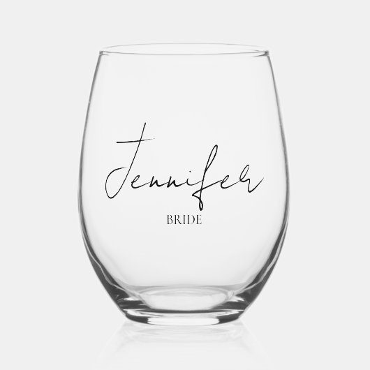 パーソナライズされた花嫁  ステムレスワイングラス ステムなしワイングラス (正面)