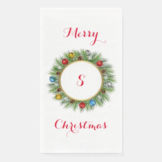 パーソナライズされた花輪柄の紙のゲストタオル (正面)