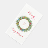 パーソナライズされた花輪柄の紙のゲストタオル (コーナー)