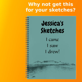 パーソナライズされた芸術的ティール(緑がかった色)海と山のおもしろい ノートブック