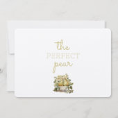パーソナライズされた茶色と緑の洋梨の写真でおめでたい日をお知らせ  招待状 (裏面)