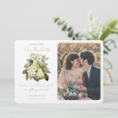 パーソナライズされた茶色と緑の洋梨の写真でおめでたい日をお知らせ  招待状 (スタンド正面)