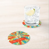 パーソナライズされた菊はっきりしたカラフルフローラ ラウンドペーパーコースター (インサイチュ)